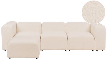 3 Seater Modular Boucle Sofa with Ottoman Beige FALSTERBO