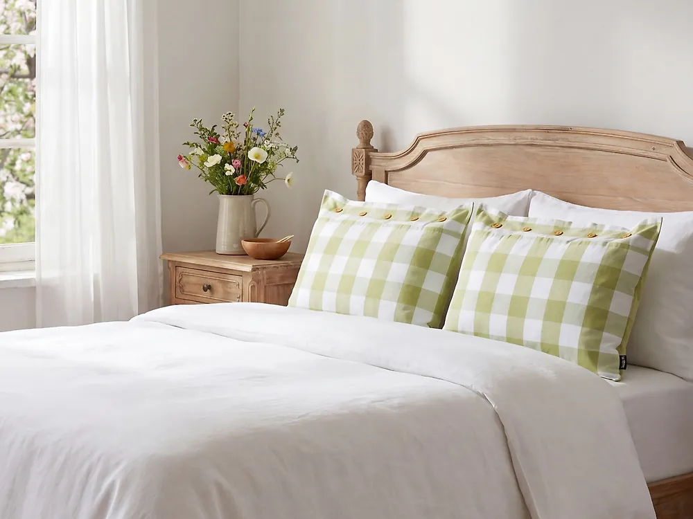 Throw Cushion TAMNINE 40 x 60 cm Light Green Checked_1178804