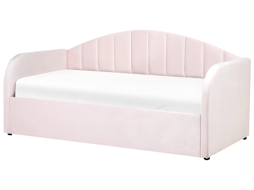 Trundle Bed Velvet EYBURIE 90 x 200 cm (EU Single) Pastel Pink_844368