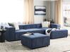 Left Hand 3 Seater Modular Jumbo Cord Corner Sofa with Ottoman Blue APRICA_909076