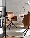 Set of 2 Dining Chairs Swivel WARNER Faux Suede Light Brown