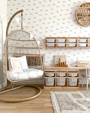 Hanging Chair with Stand ALLERA PE Rattan Beige_861320