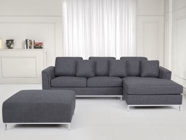 Left Hand Fabric Corner Sofa Grey OSLO