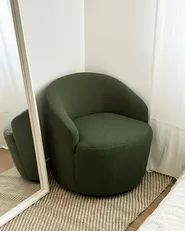 Swivel Armchair DAVIK Boucle Dark Green_1012266