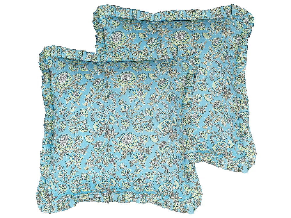 AmeliaHome 2 Kissenbezüge 45x45 Cm – Zweiseitig, Gesteppt, Pflanzenmuster 'Tropical Bonaire' In Grau/Weiß