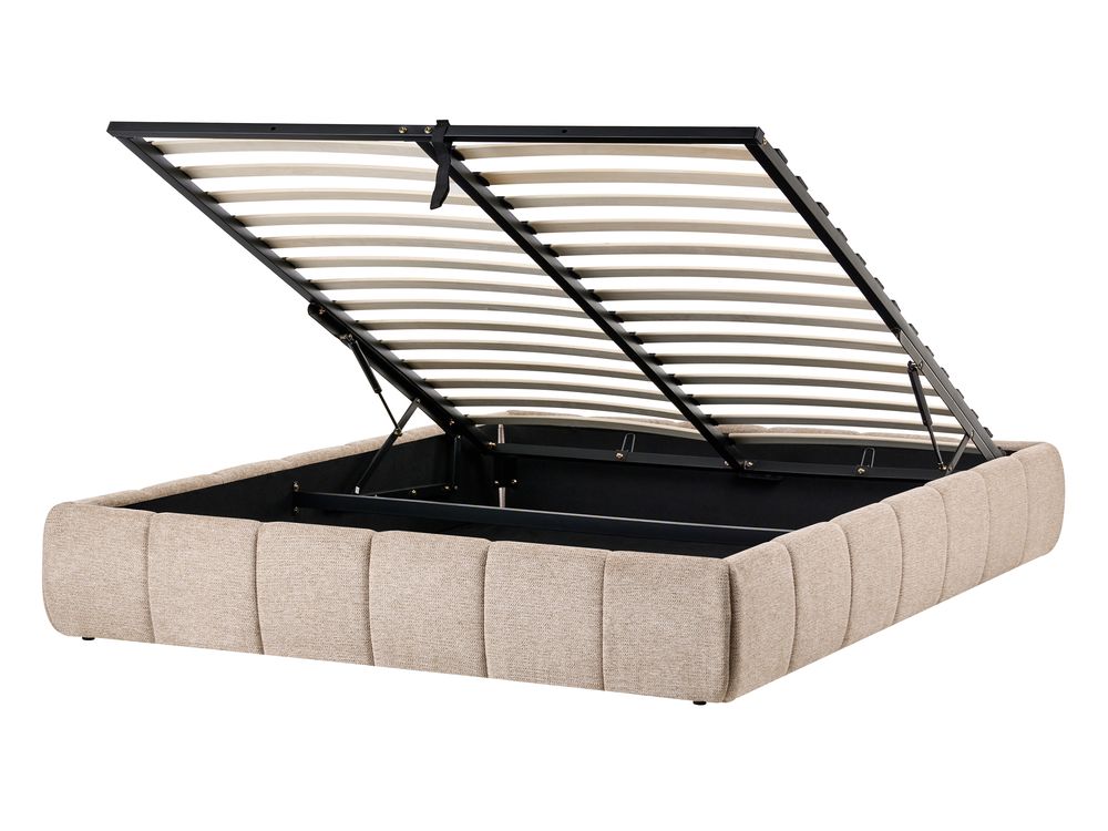 Ottoman Bed without Headboard GENAS Fabric Beige 140 x 200 cm (EU Double)