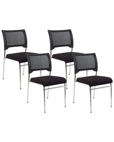 Conjunto de 4 sillas de conferencia de plástico negro SEDALIA