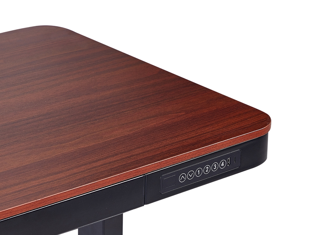 Schreibtisch dunkler Holzfarbton schwarz 120 x 60 cm mit USB Port elektrisch hohenverstellbar KENLY Beliani