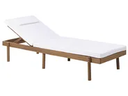 Sun Lounger with Cushion MARCETELLI Reclining Acacia Wood White_1034545
