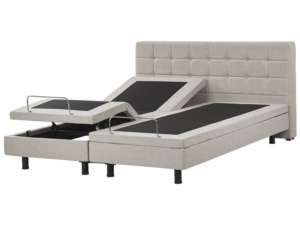 Adjustable Bed Fabric DUKE 180 x 200 cm EU Super King Beige Beliani