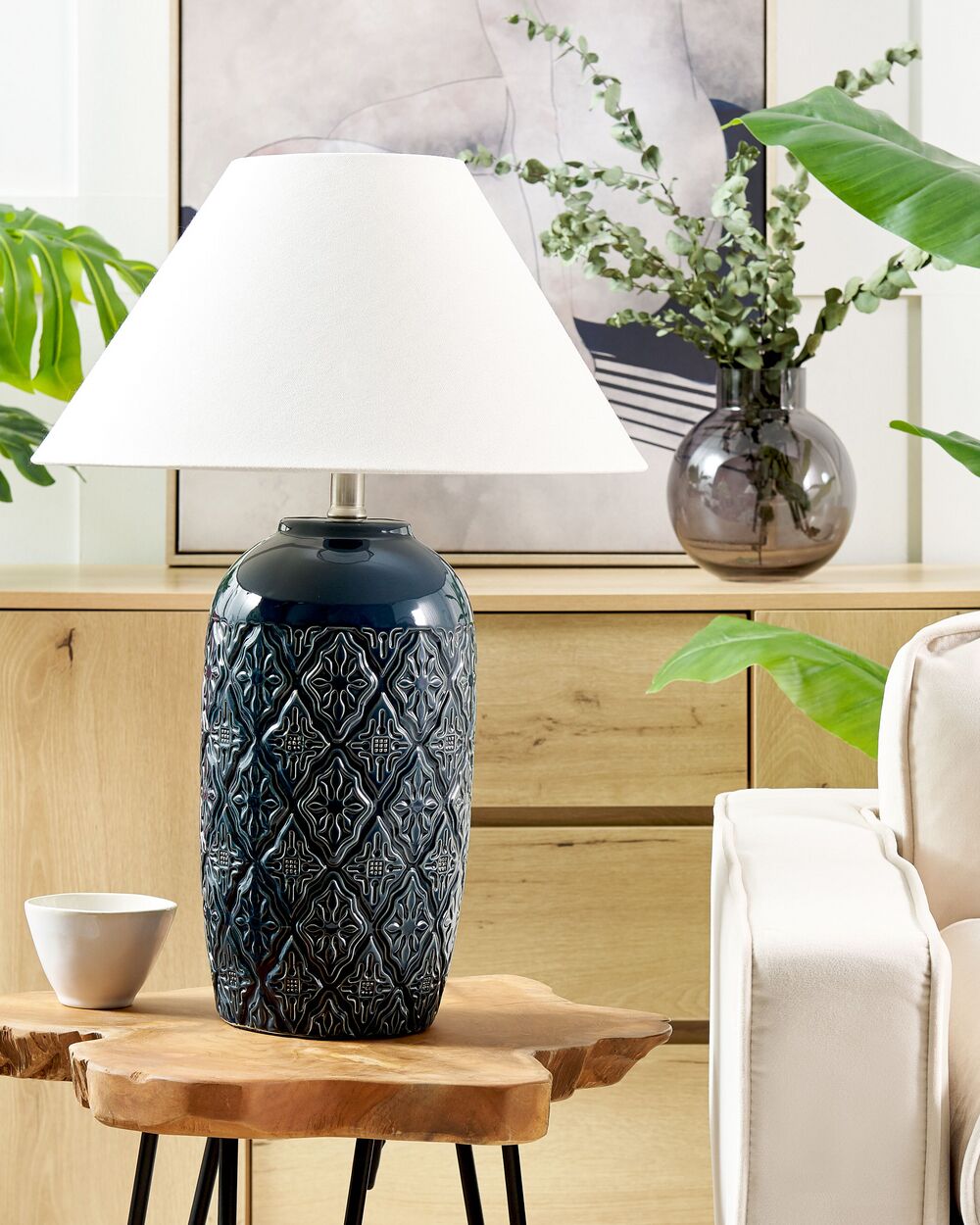 Large pottery table lamps hot sale