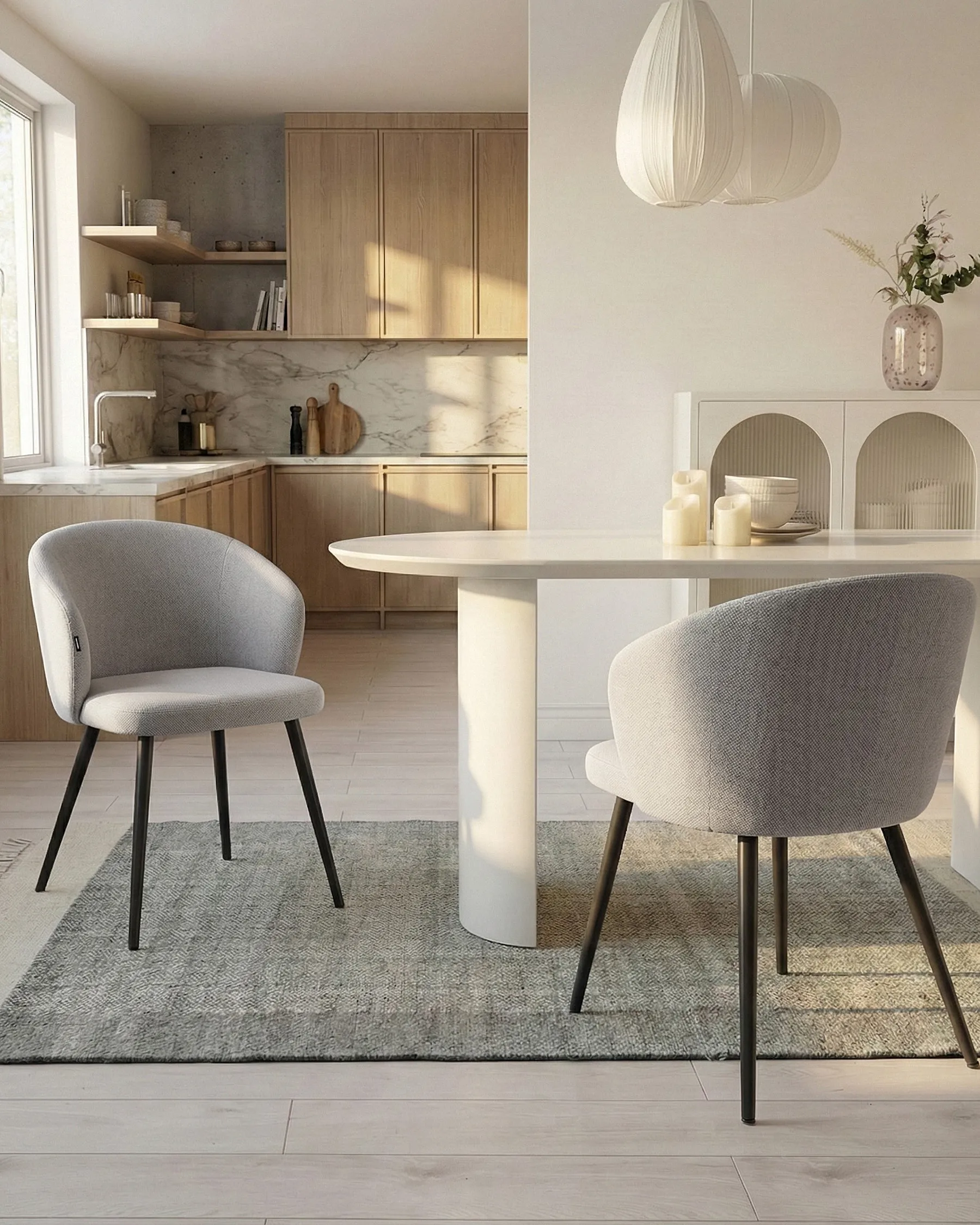 Set of 2 Dining Chairs MOUNDVILLE Fabric Off-White_1055269