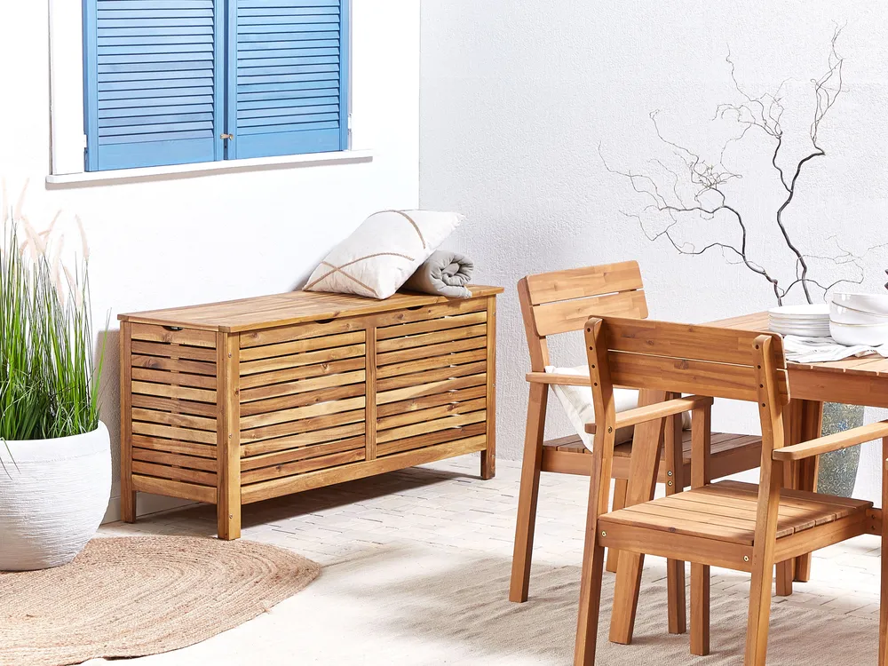 Skrzynia ogrodowa RIVIERA 130 cm 48 cm Drewno akacjowe Jasnobrązowy