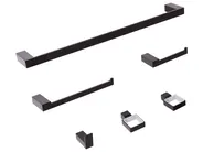 6-Piece Bathroom Hardware Set TUMACO with Towel Bars and Hooks Black_989679