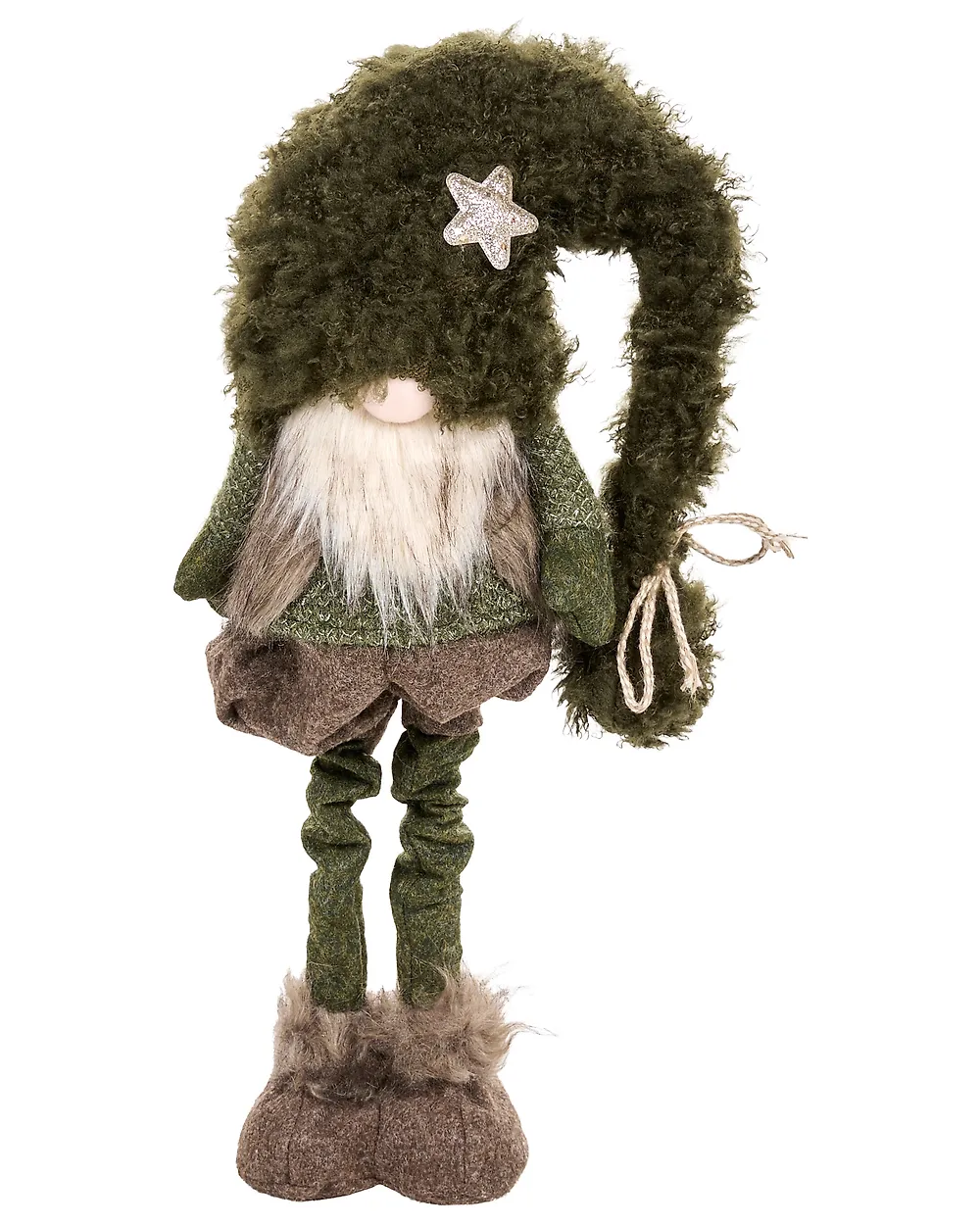 Set of 2 Christmas Decorations PORRAS 44-57/57-70 cm Gnome Brown/ Green_1174996