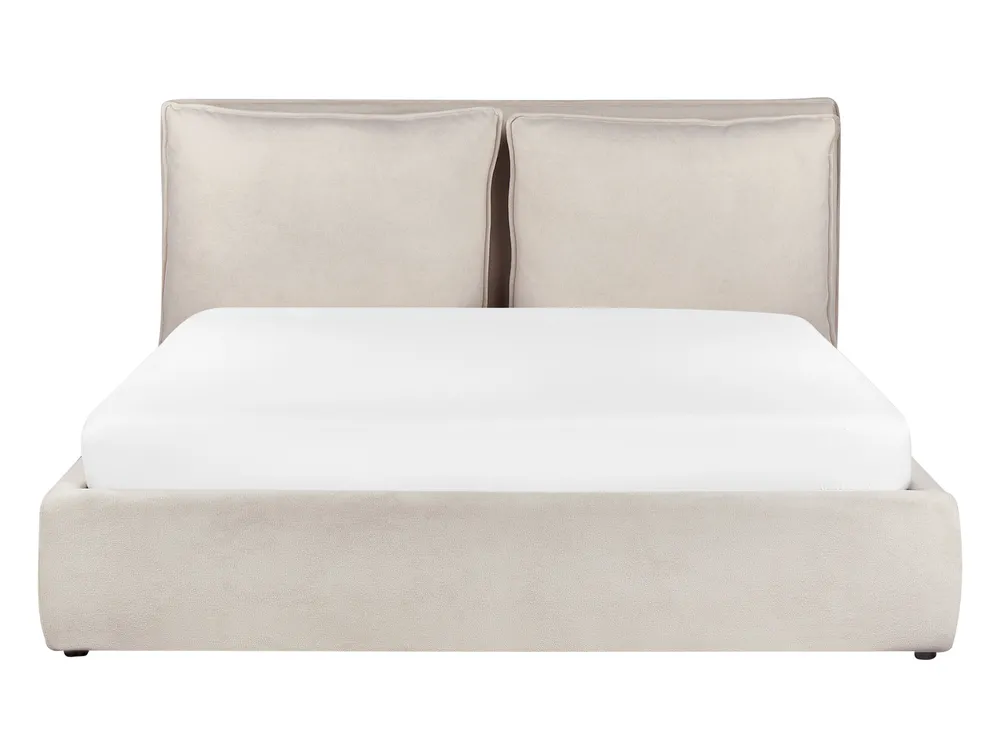 Bett mit Stauraum BAJONNA Stoff Hellbeige 160 x 200 cm_912474
