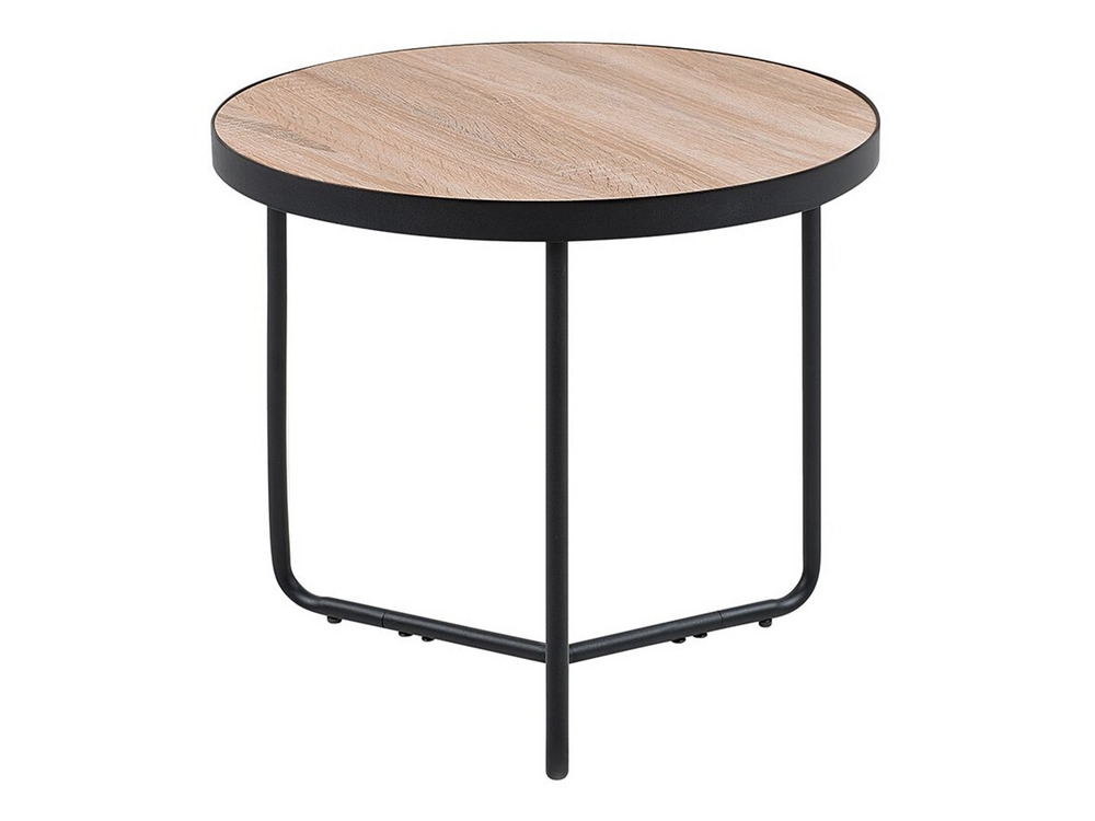 Set of 2 Coffee Tables Light Wood with Black MELODY Small and Medium Beliani