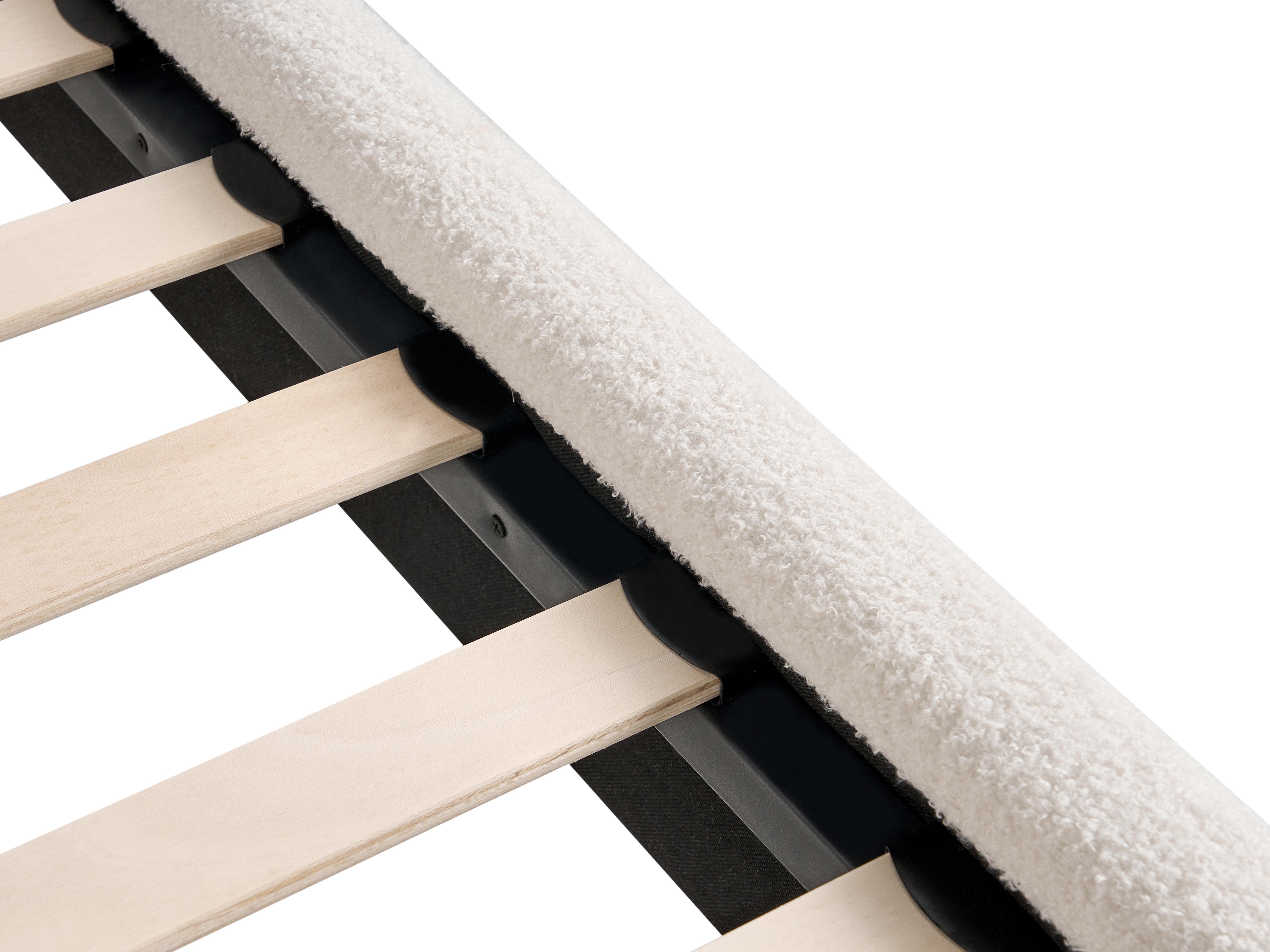 Lit avec sommier Bouclé LUNAN 120 x 200 cm Blanc cassé_1025660