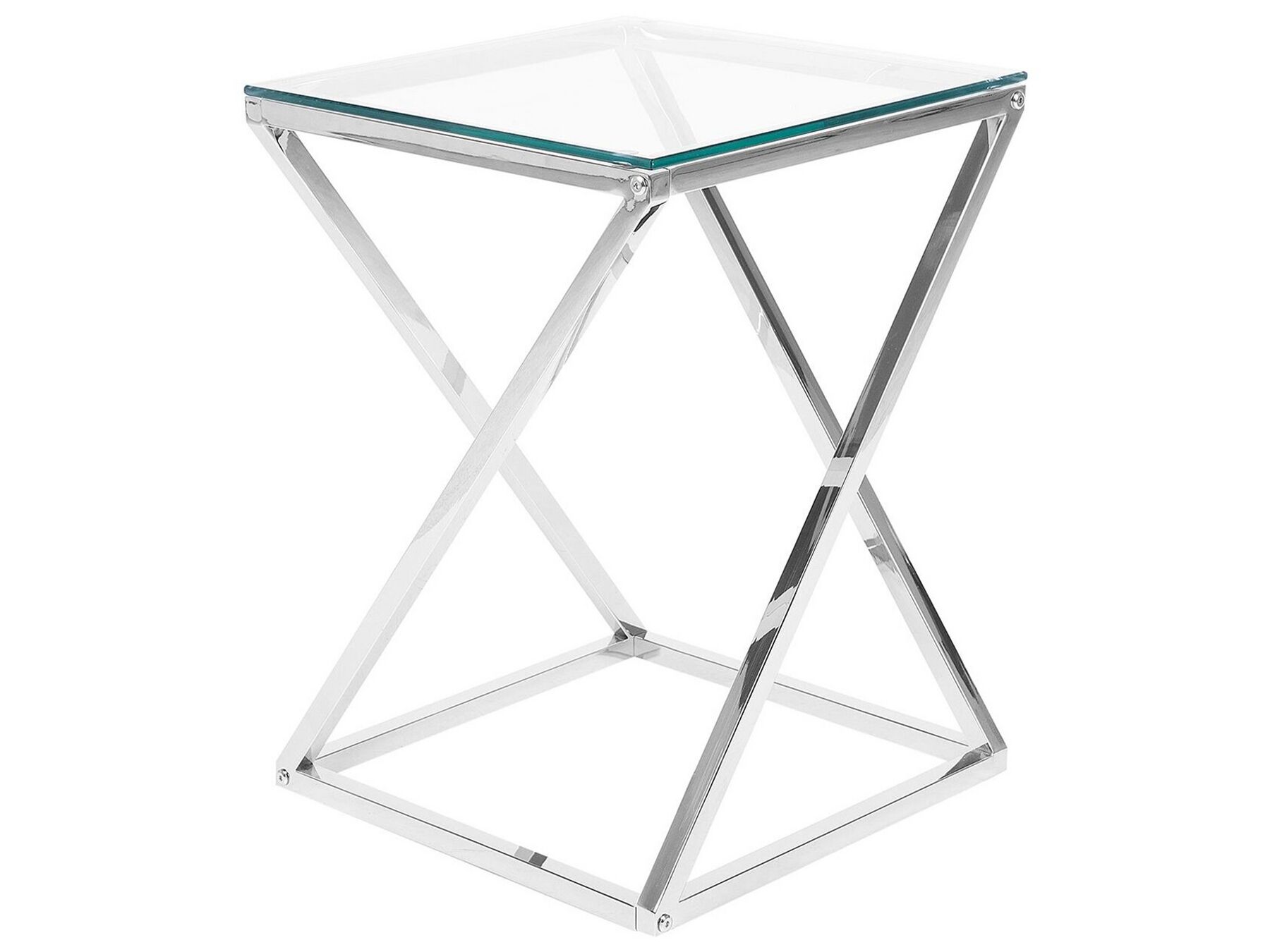 Stříbrný stolek se skleněnou deskou BEVERLY_733136