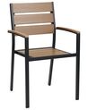 Set of 6 Garden Dining Chairs Light Wood and Black VERNIO_862886