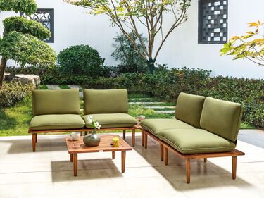 4 Seater Certified Acacia Wood Garden Sofa Set Olive Green FRASCATI