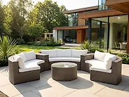 Garden Lounge Set with Table 9 Seater SEVERO PE Rattan Brown_1177798