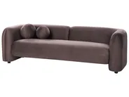 Living Room Set 4 Seater LEIREN Velvet Dark Brown_1028856