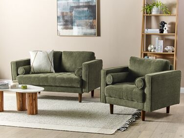 3 Seater Fabric Living Room Set Green NURMO