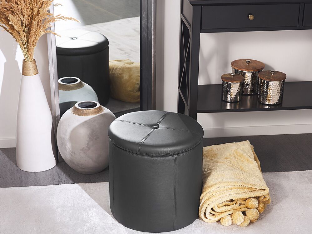 Storage Pouffe MARYLAND Faux Leather Black