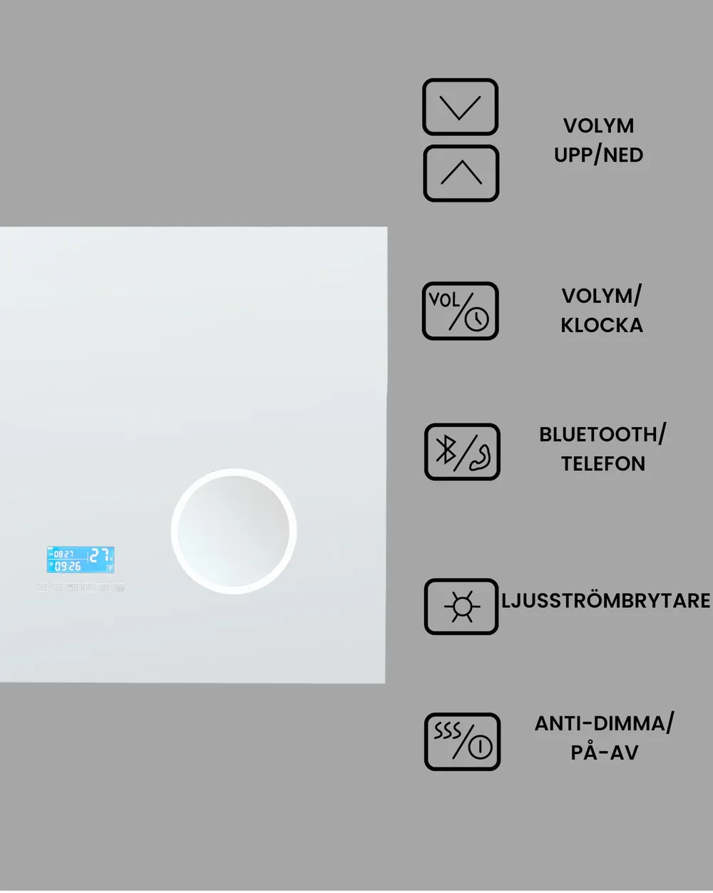 Badrumsspegel med LED MONTARON 80 cm 60 cm Silver_940482