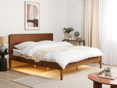 EU Super King Size Bed with LED Light Wood BOISSET