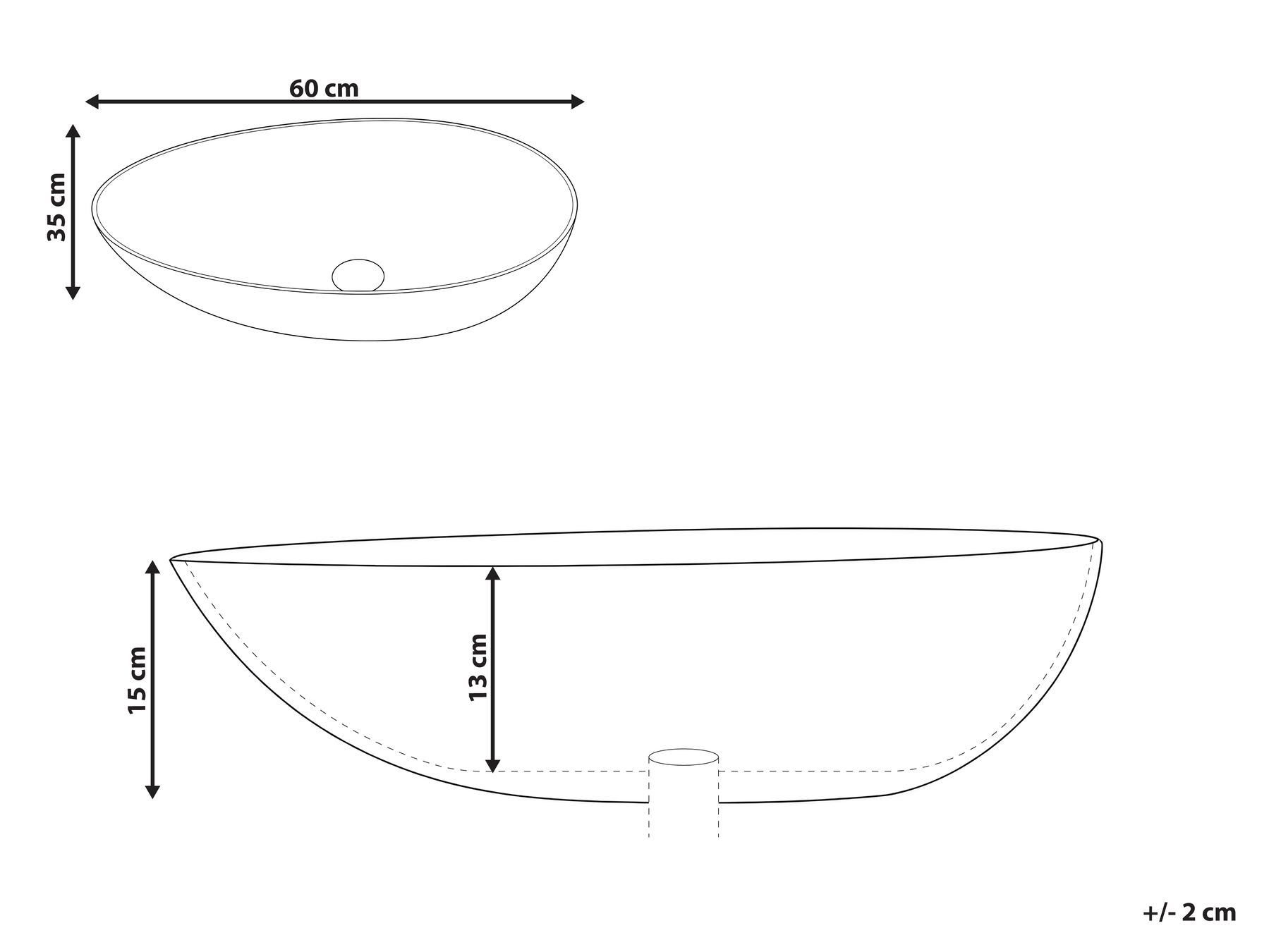 Umywalka nablatowa SAUZAL 60 x 35 cm Biały_1098838