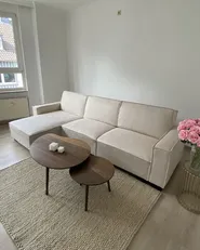 Corner Sofa Bed 3 Seater ROMEDAL Fabric Beige Left Hand_900980