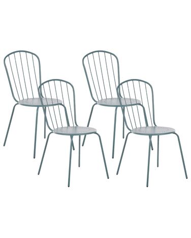 Set of 4 Metal Garden Chairs Light Blue CALVI