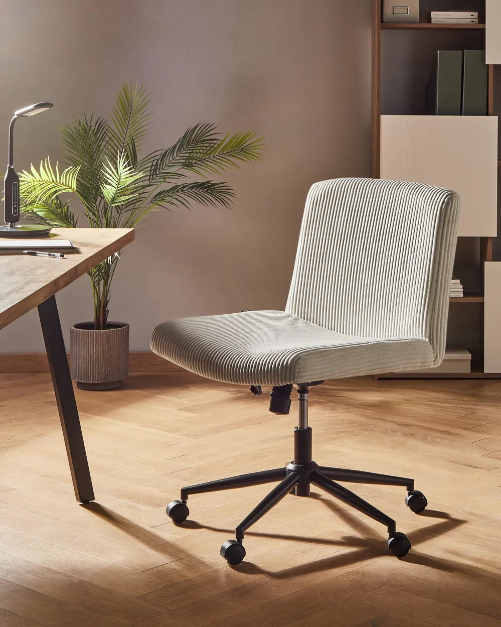 Desk Chair GEDDES Corduroy White