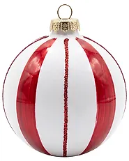 Set of 12 Baubles NORTHGLOW Glass Red/White_1192119