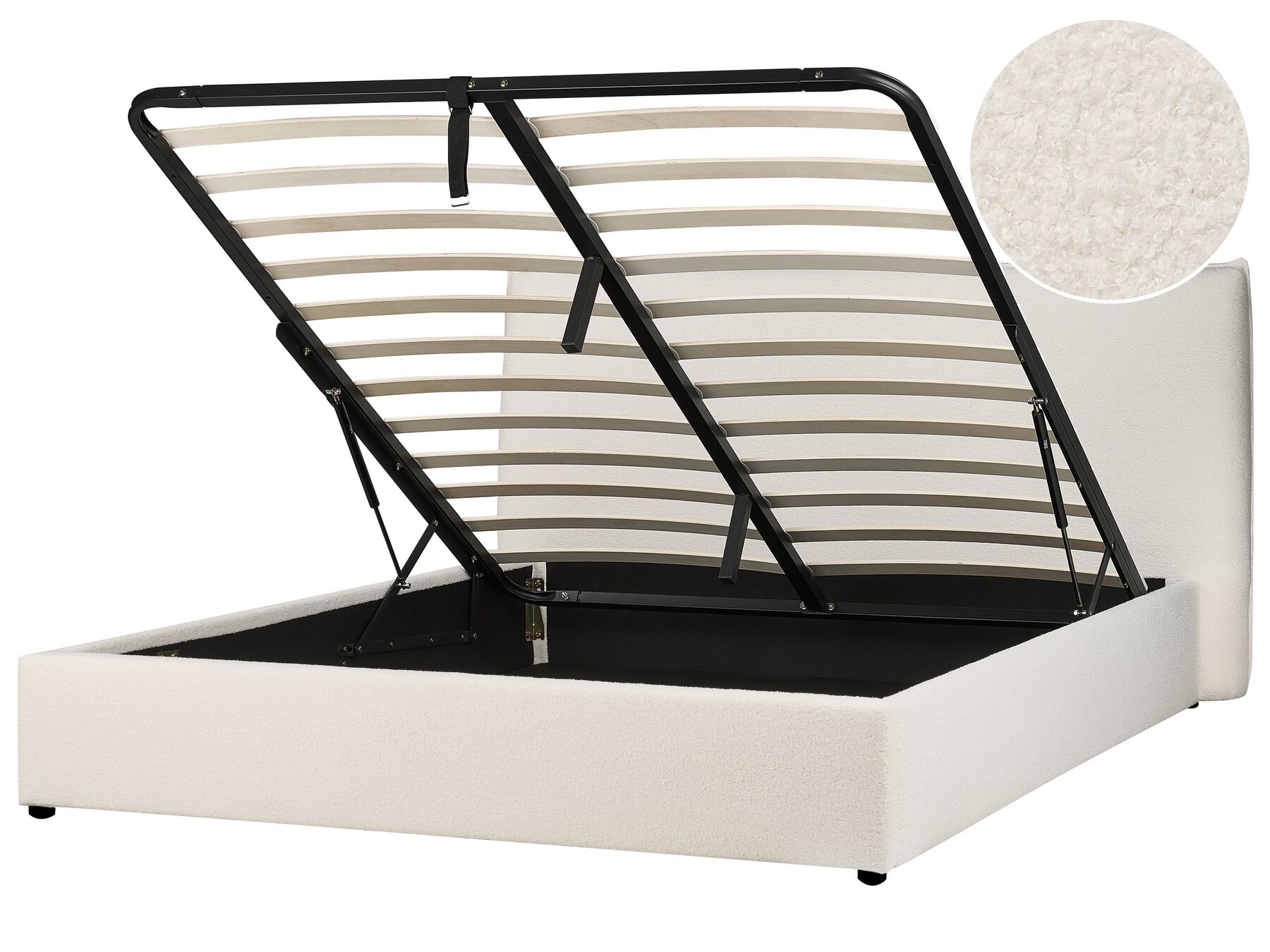 Buklé postel s úložným prostorem 160 x 200 cm krémově bílá LAVAUR_913347