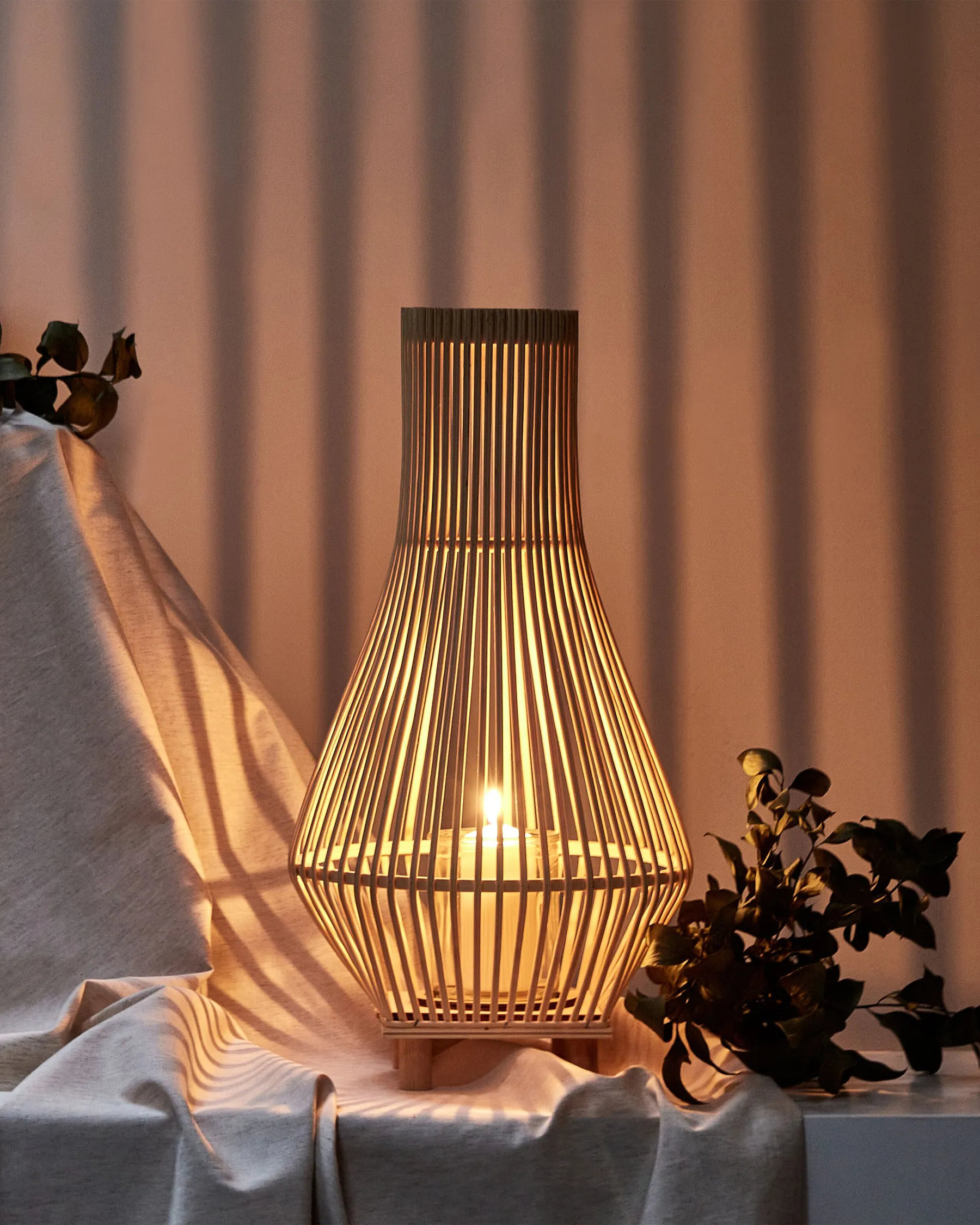 Lantern LEYTE 58 cm Willow Wood Light Brown_892149