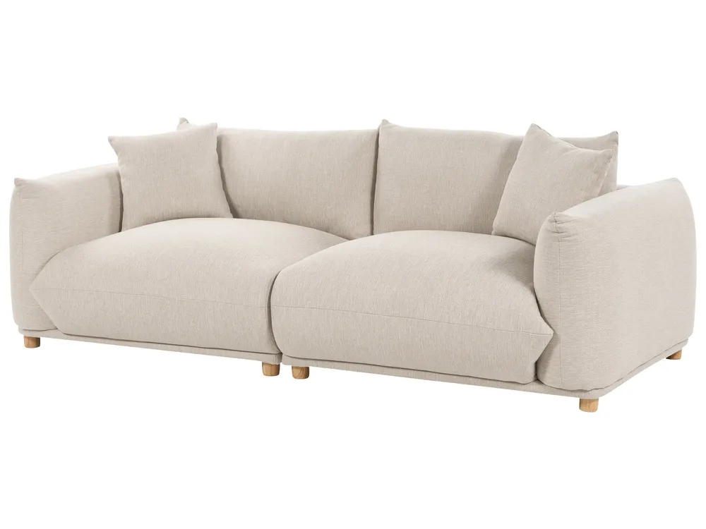Sofa 3 Seater LUVOS Fabric Light Beige_885542