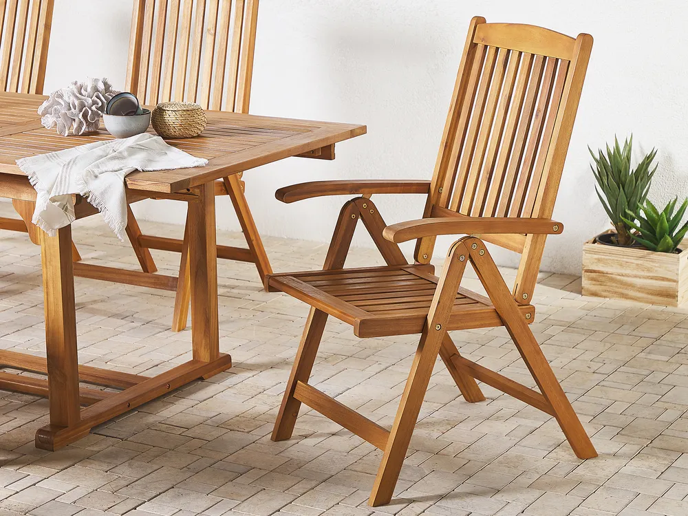 Garden Dining Set 6 Seater JAVA Acacia Wood Light Brown_802485