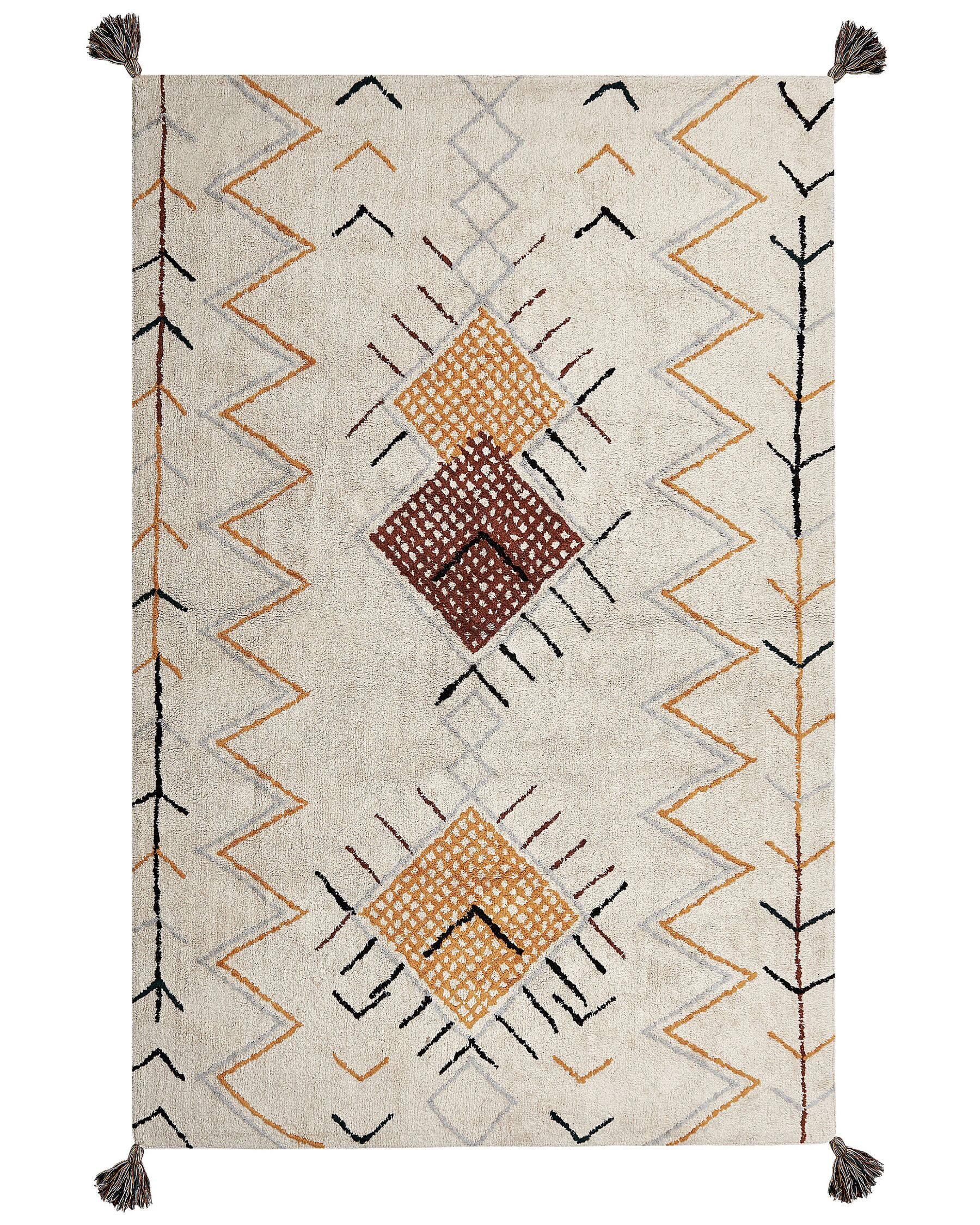Teppich Baumwolle beige 140 x 200 cm geometrisches Muster Kurzflor BOLAY_839808