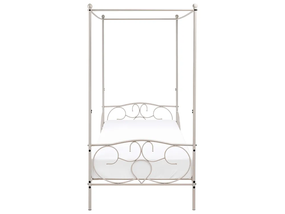 Four Poster Bed Metal SORMERY 90 x 200 cm (EU Single) Light Beige_1073127