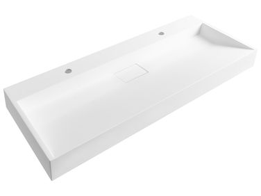 Wall Hung Double Basin 1200 X 460 Mm White QUENKO Beliani fi wall-hung-double-basin-1200-x-460-mm-white-quenko-beliani-fi