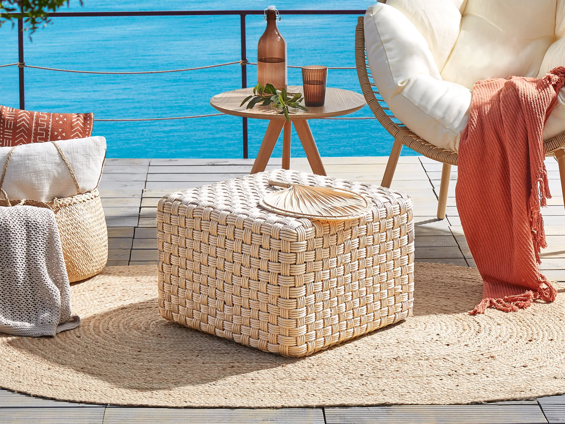 Pouffe NALLI Synthetic Material Light Beige_939231