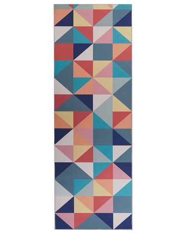 Teppich bunt 70 x 200 cm geometrisches Muster Kurzflor VILLUKURI