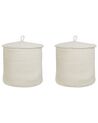 Set of 2 Cotton Baskets with Lids Off-White SILOPI_840194