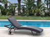 Sun Lounger with Cushion AMELIA Reclining Metal Dark Grey