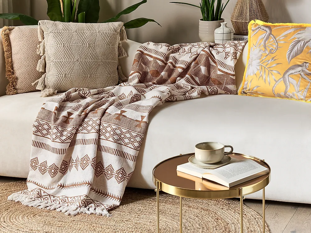 Coperta JORHAT Cotone 130 x 180 cm Beige_1178437
