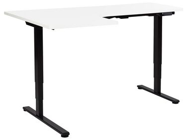 Bureau ajustable électriquement angle à gauche 160 x 59 cm blanc et noir DESTINES