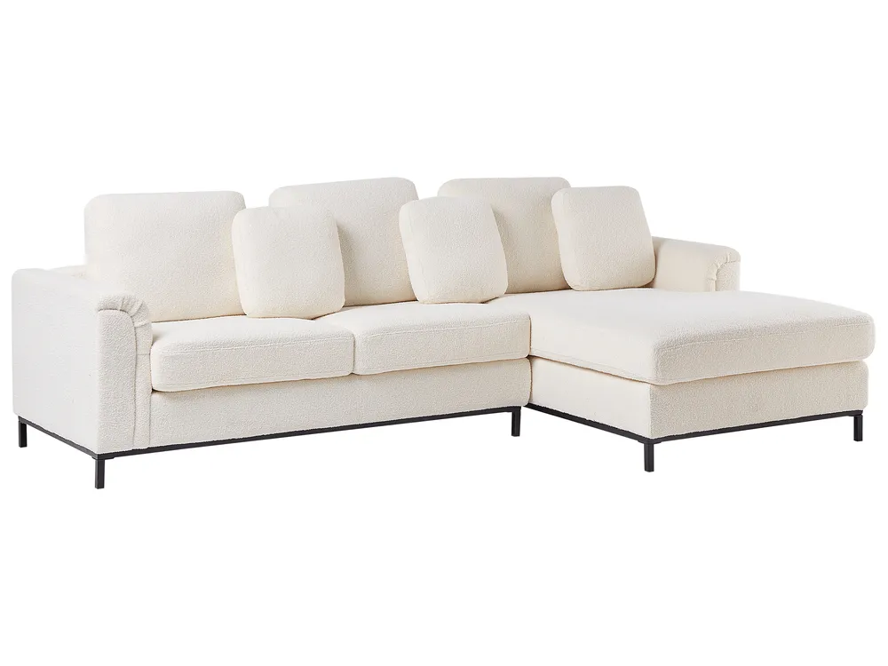 Corner Sofa 5 Seater OSLO with Ottoman Boucle White Left Hand_946704